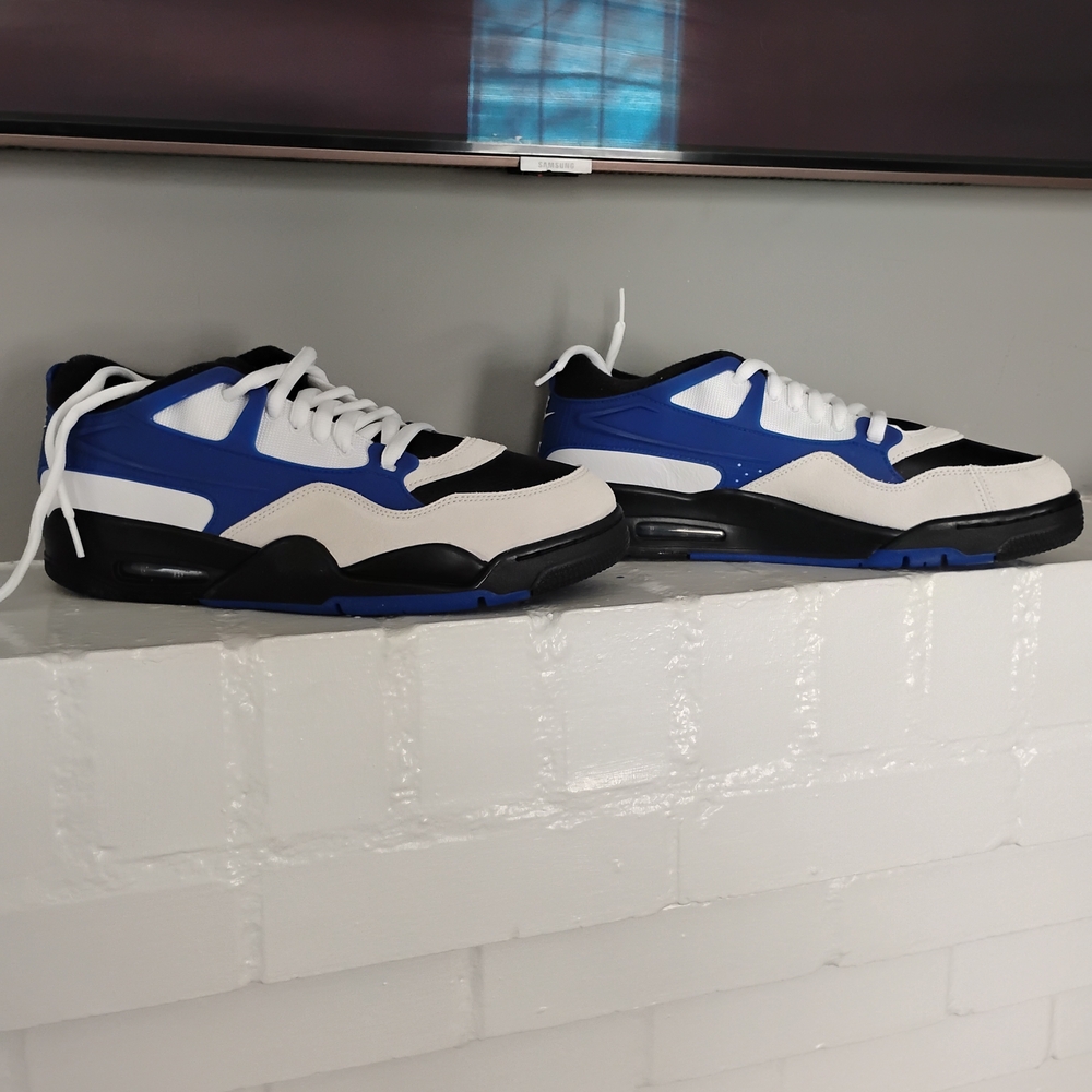 Nike Air Jordans Men's Black, Blue, and White Sneakers